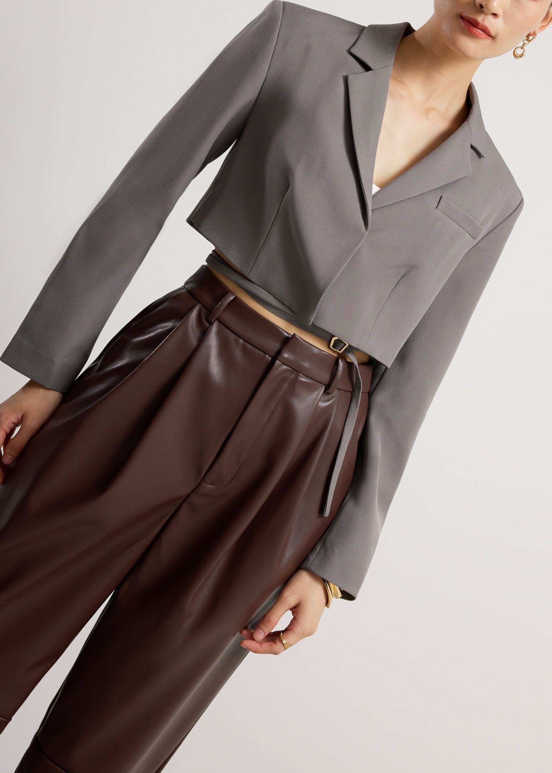 RuchedReady® Oversized Front Wrap Crop Blazer - Image 2