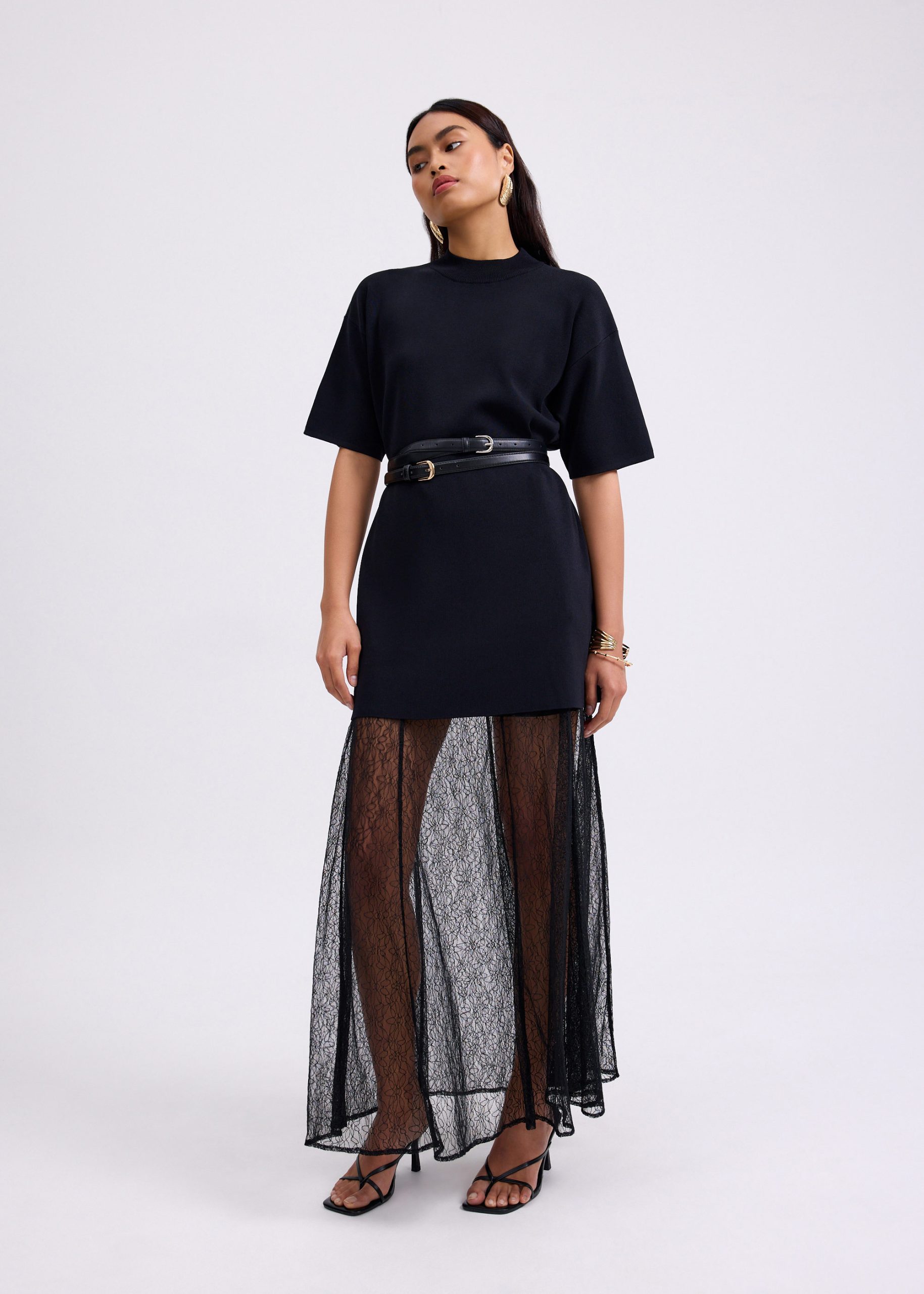 Knit Round Neck Shift Mini Dress - Image 4