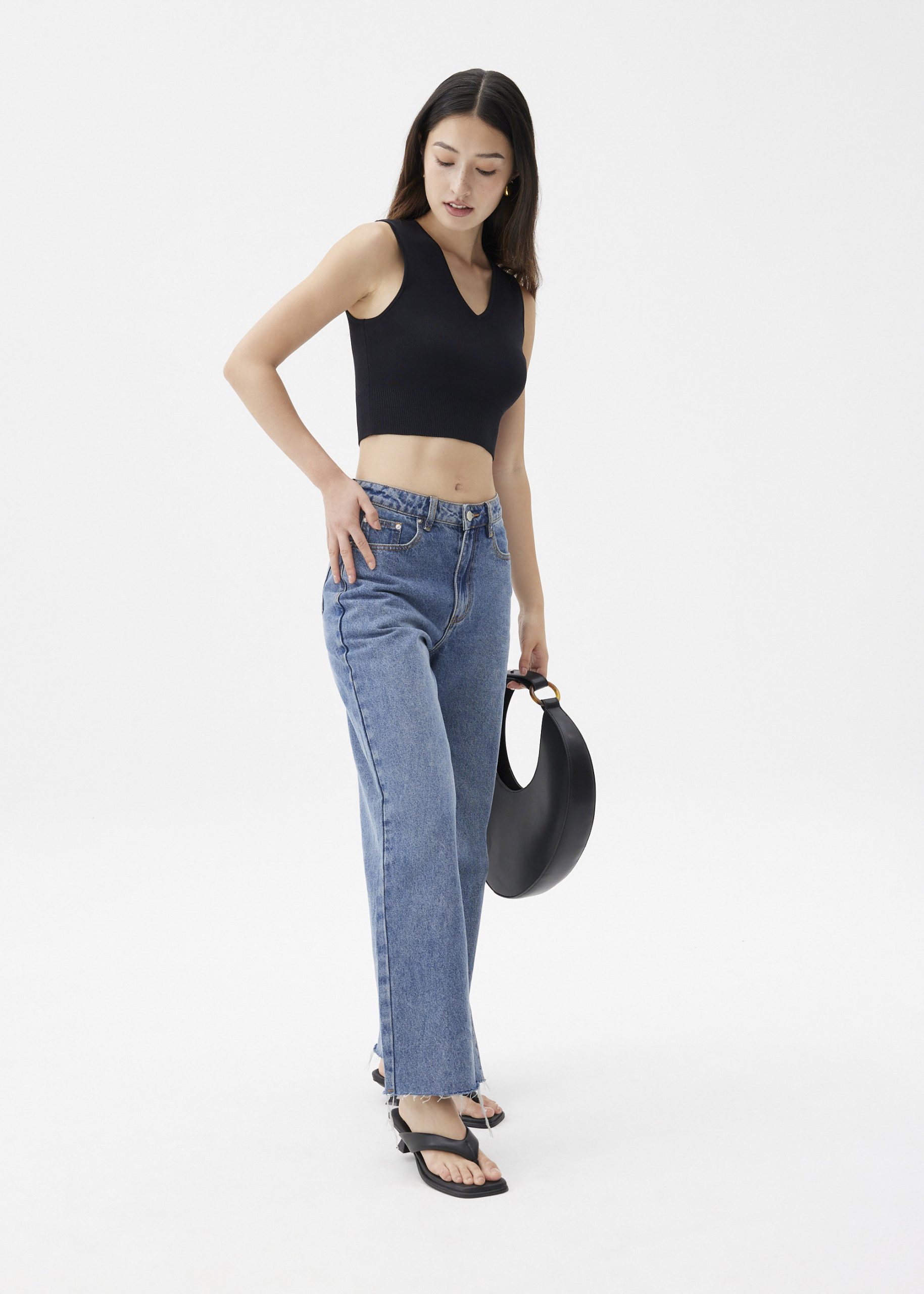 Sree Knit V-neck Crop Top - Image 2