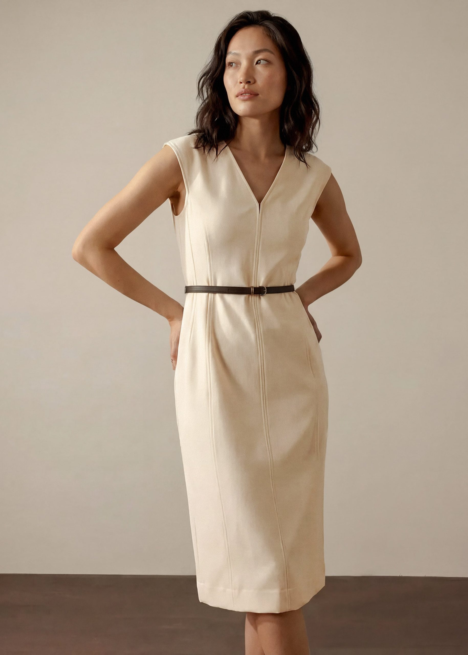 Sofi Belted V-neck Column Midaxi Dress - Image 7