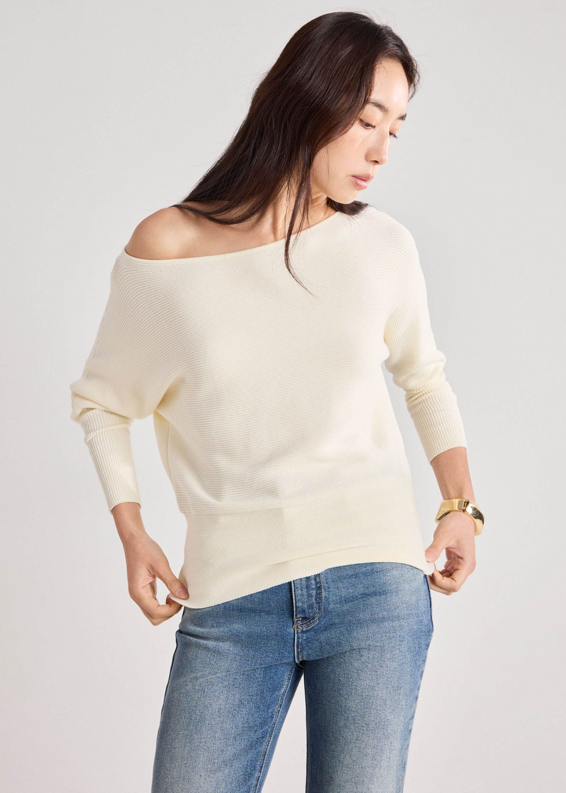 Knit Asymmetric Puff Sleeve Top - Image 10