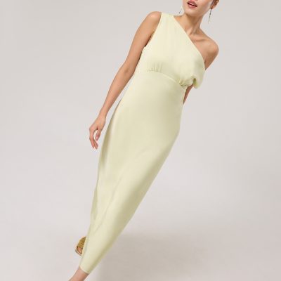 Satin Asymmetric Bias Cut Maxi Dress