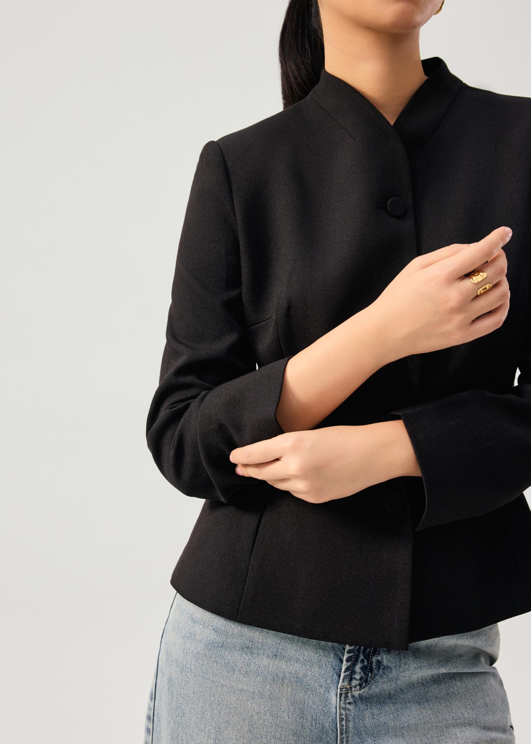 RuchedReady® Yue Mandarin Collar Cinched Jacket - Image 7
