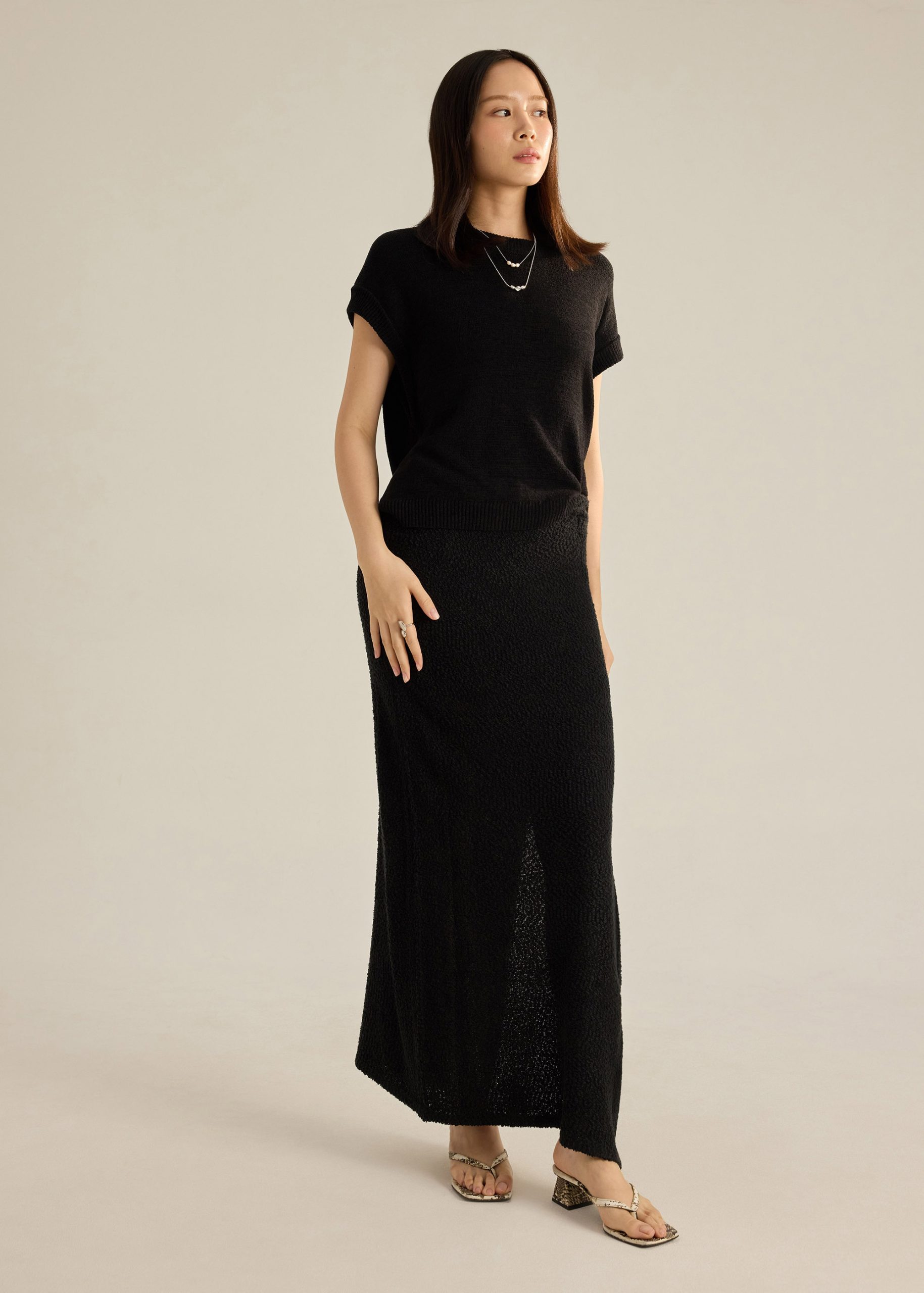 Boucle Knit Column Skirt - Image 8