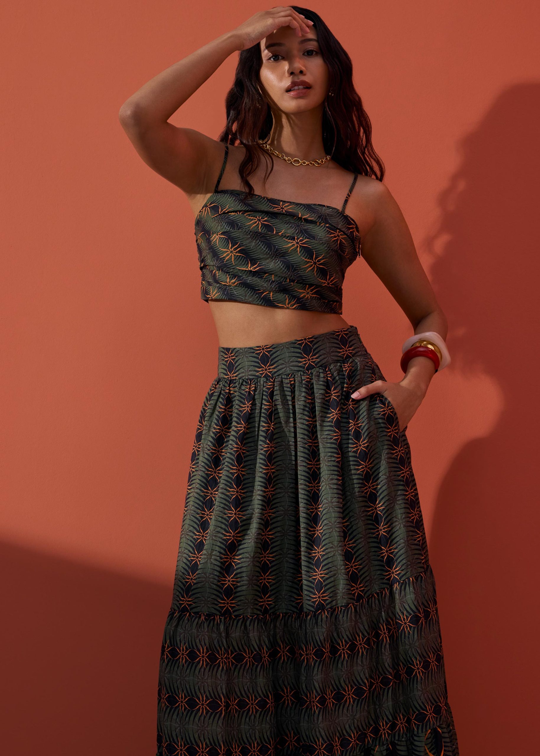 Cotton Flare Maxi Skirt in Desert Haze - Image 14