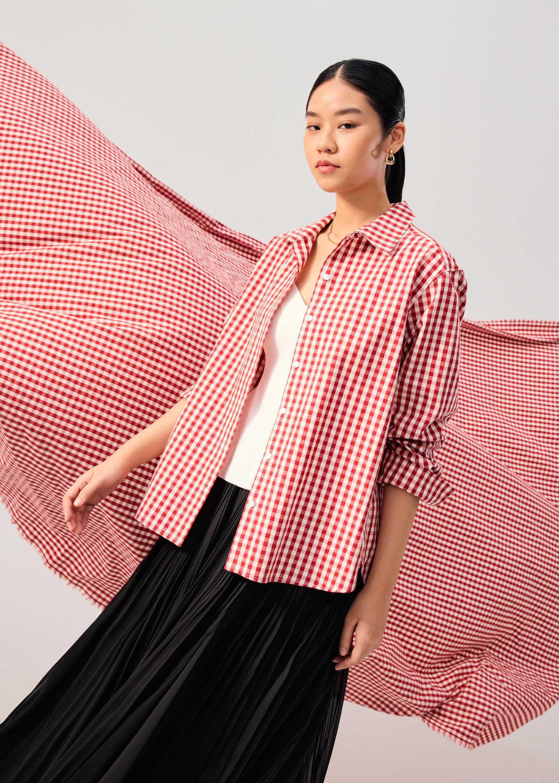 RuchedReady® Relaxed Cotton Gingham Button Down Shirt - Image 2