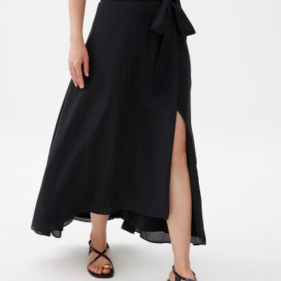 Tie Flare Maxi Skirt