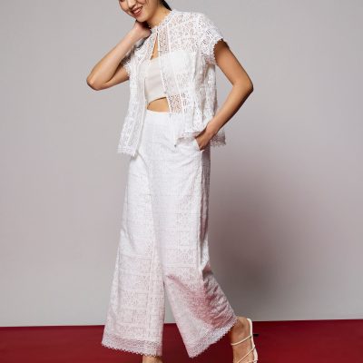 Lace High Waist Wide Leg Culottes