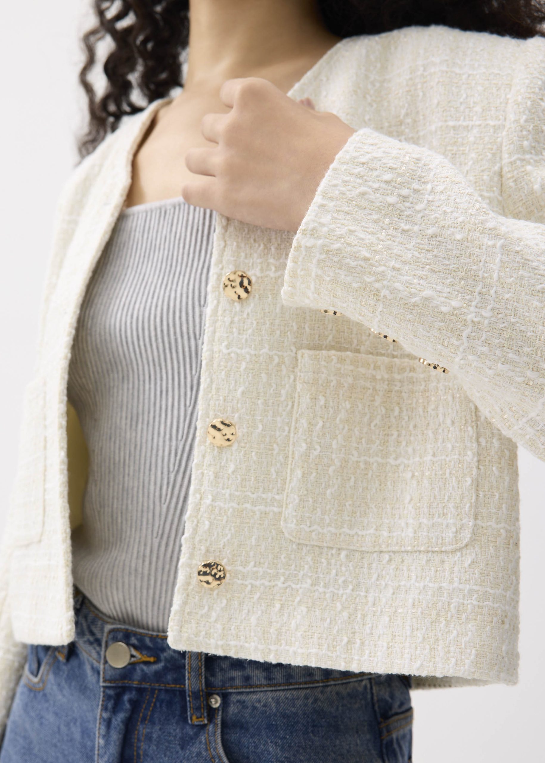 Zanna Detachable Collar Tweed Jacket - Image 4