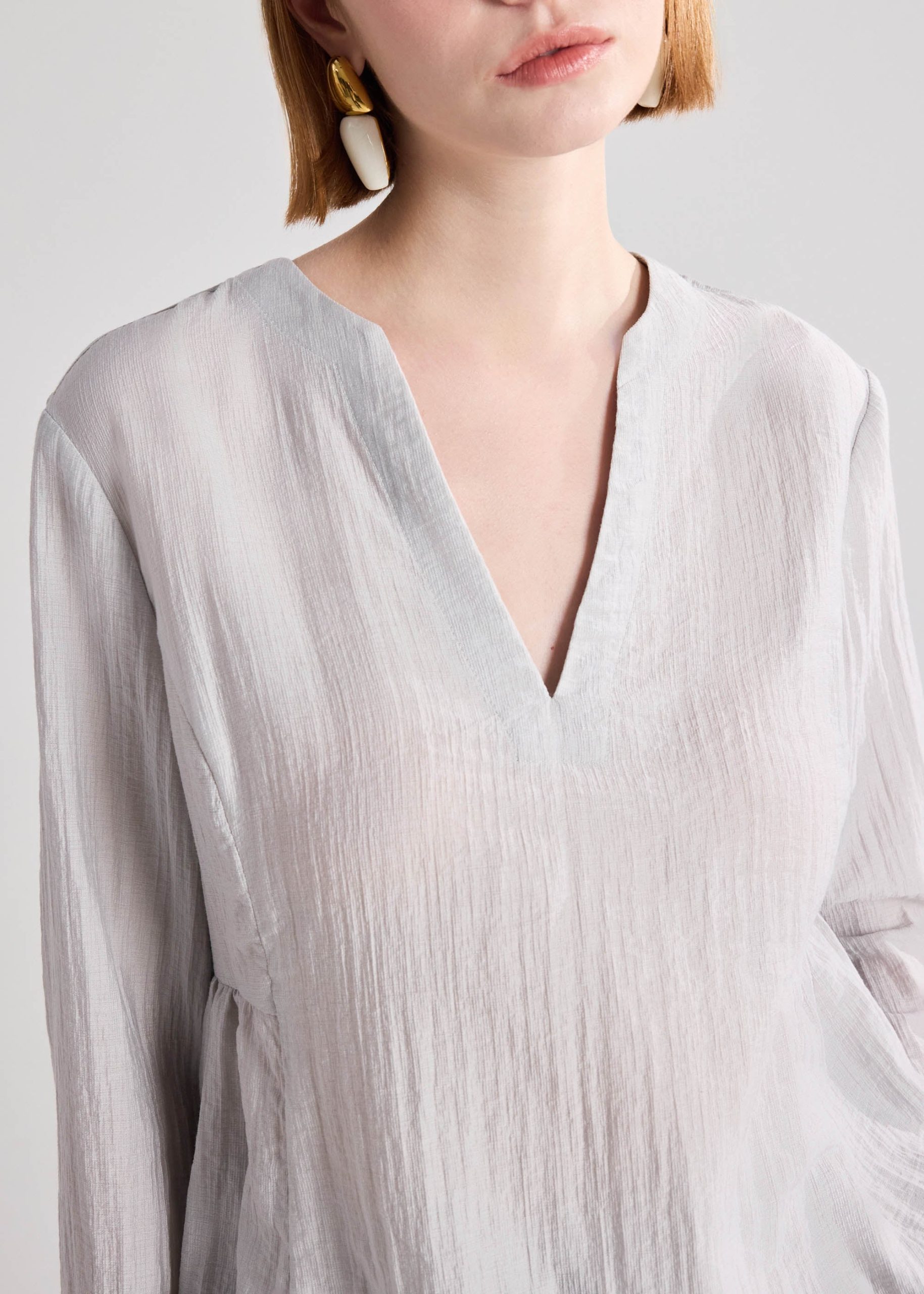 Textured Lyocell Peplum Blouse - Image 12