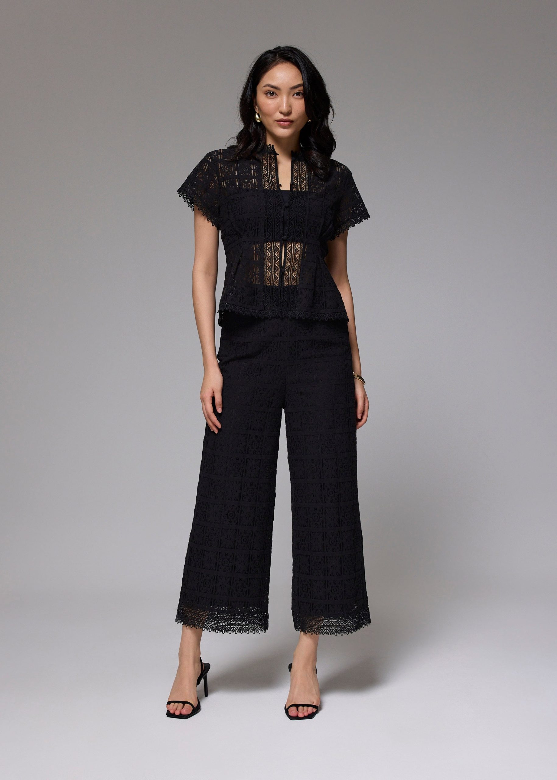 Lace High Waist Wide Leg Culottes - Image 4