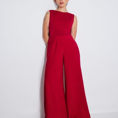 Boat Neck Wide Leg Jumpsuit