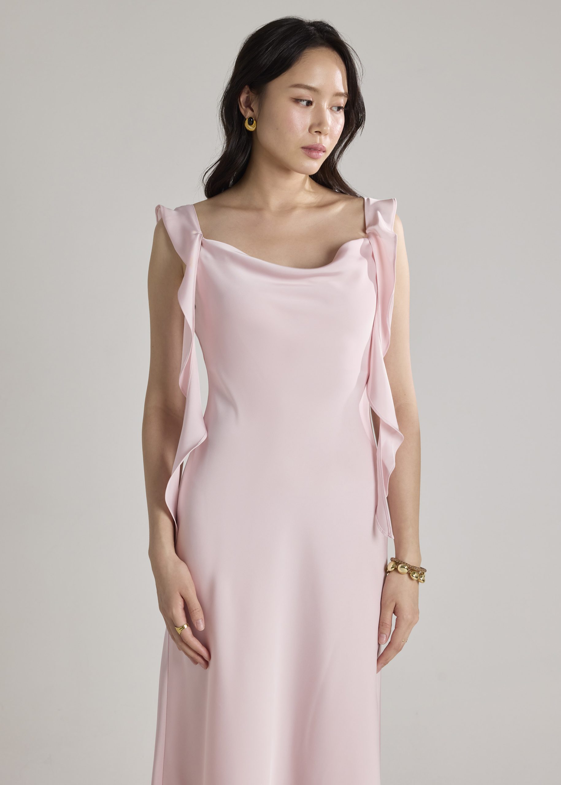 BraFree by LB Multi-way Satin Dress With Removable Ruffle Straps - Image 9