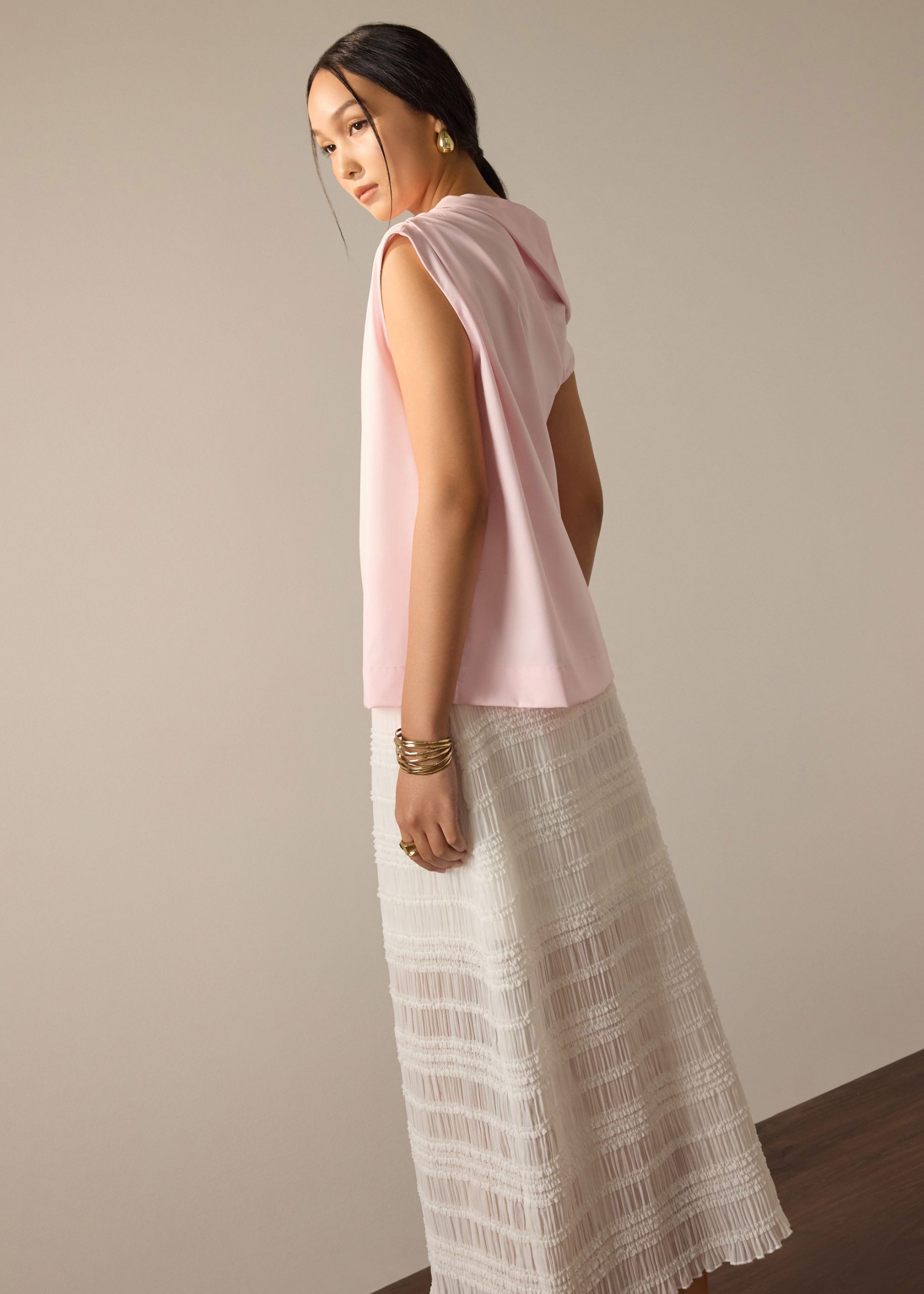 Coleen Poplin Drape Asymmetric Top - Image 14
