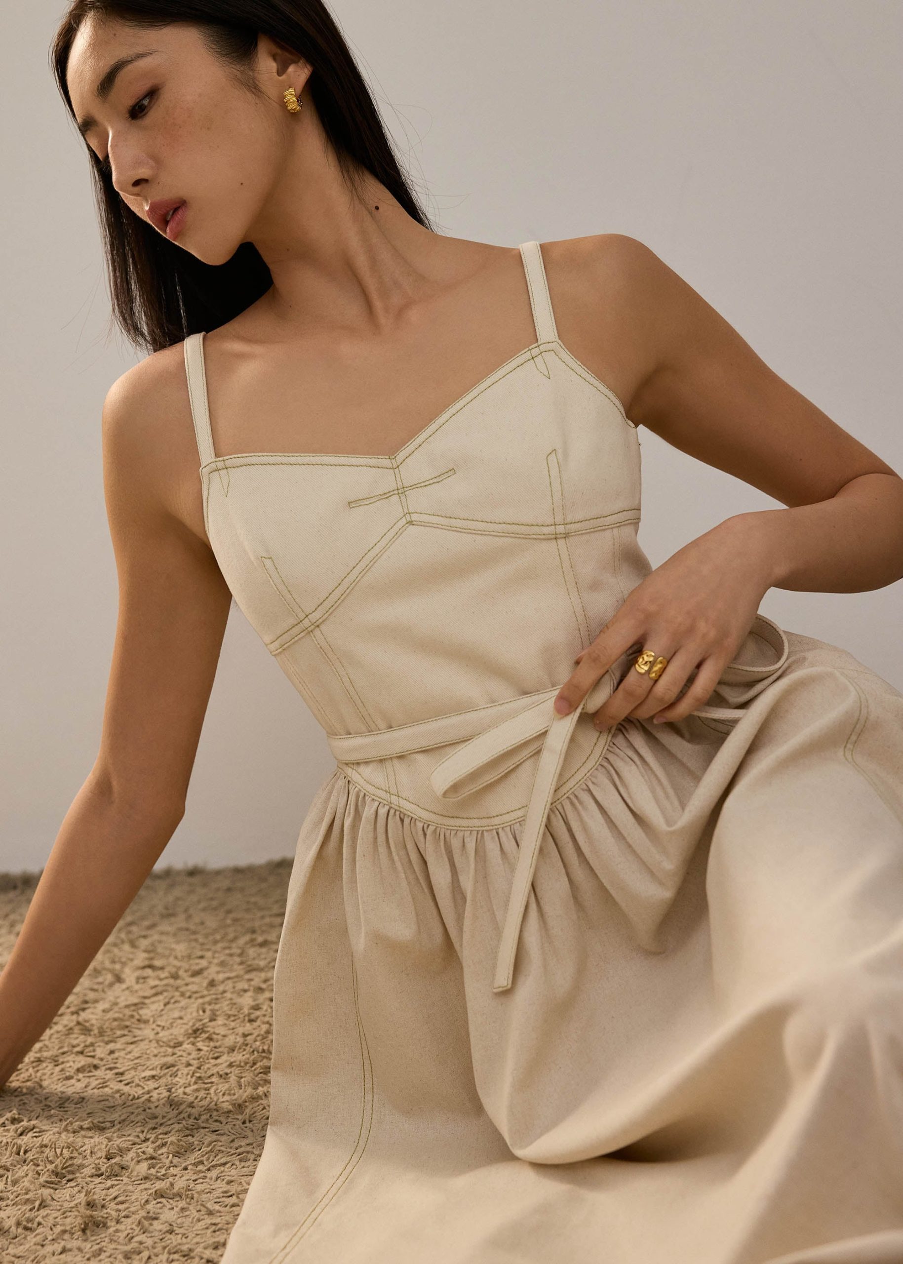 Detachable Sash Sweetheart Fit & Flare Midi Dress - Image 9