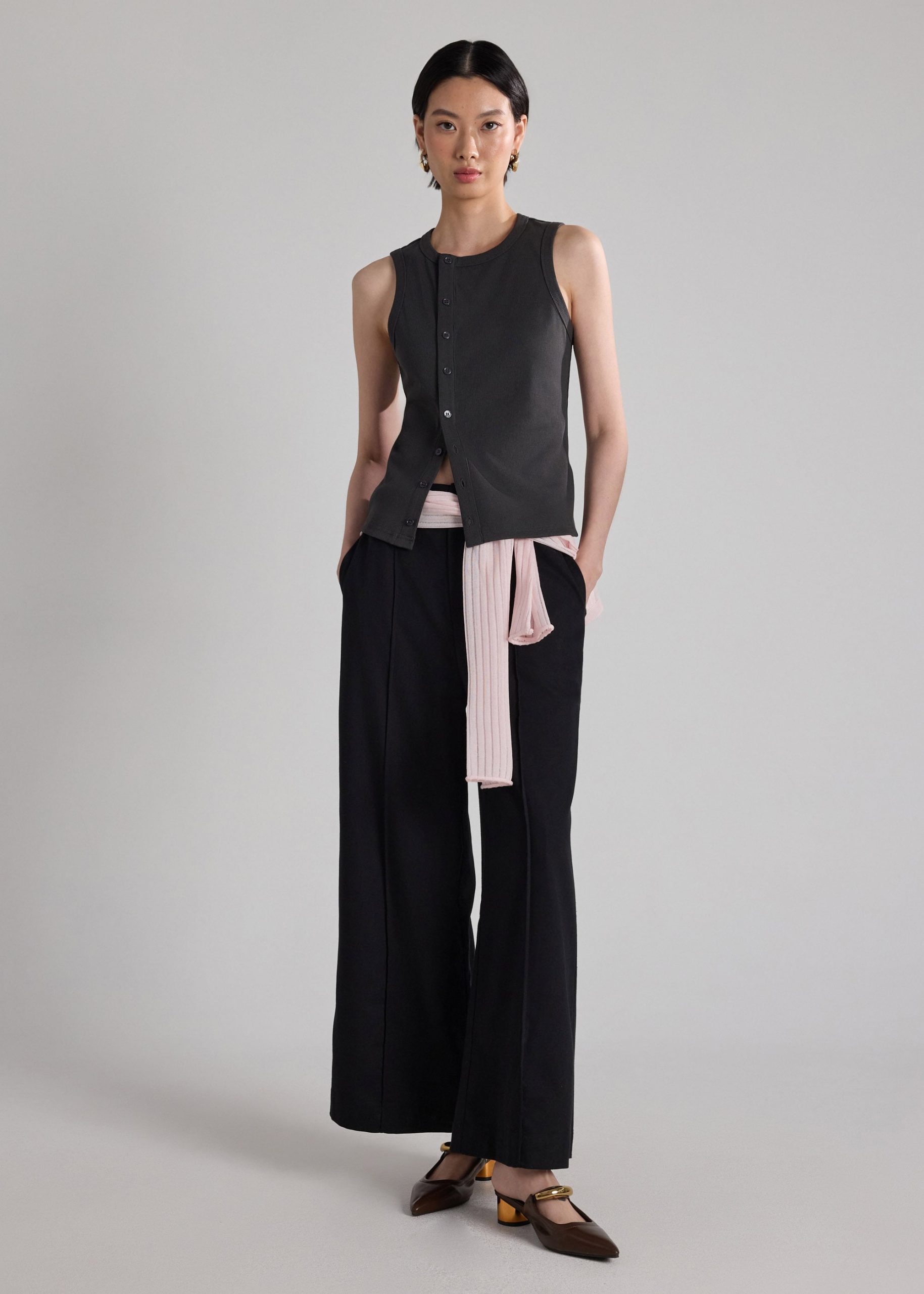 Jersey Button Down Fitted Top - Image 12