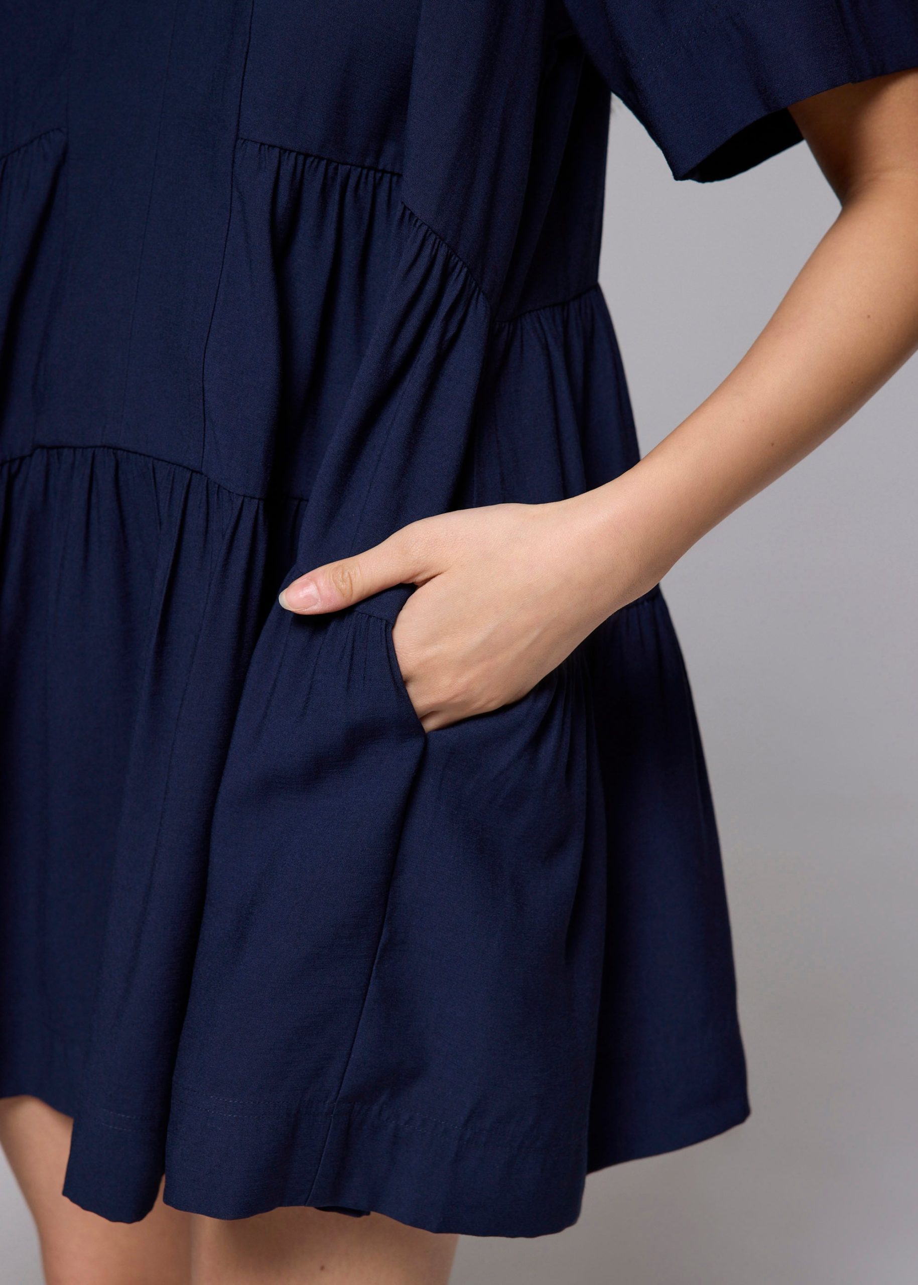 Rayon V-neck Trapeze Mini Dress - Image 4