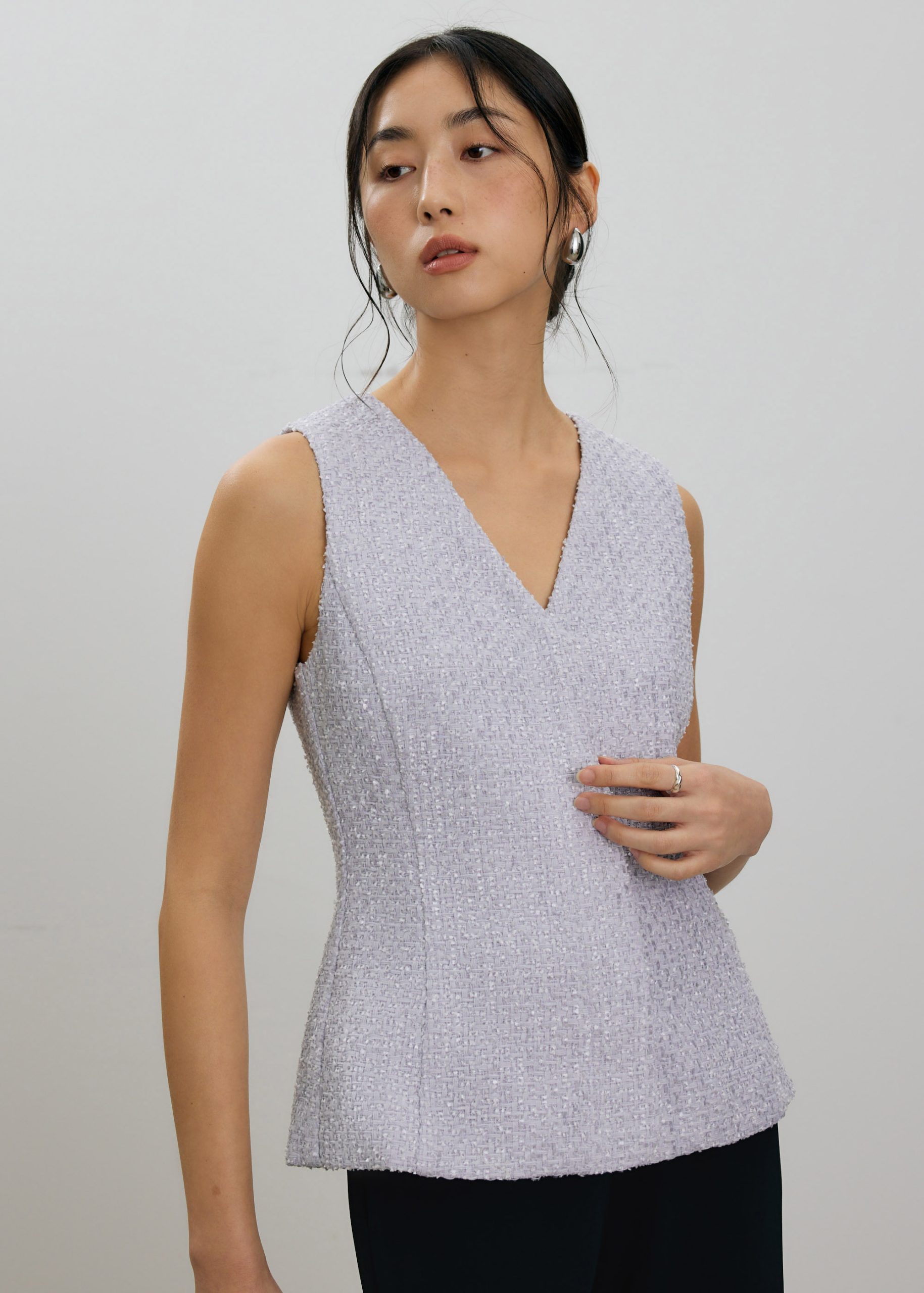 Fumiko Ribbon Tweed Vest Top - Image 13