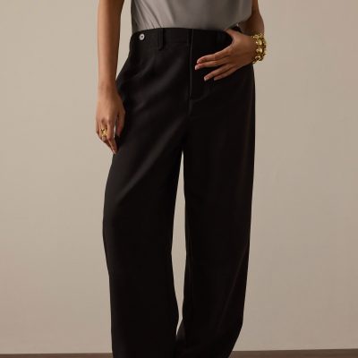 Riyo Adjustable Waist Elastic Twill Barrel Pants
