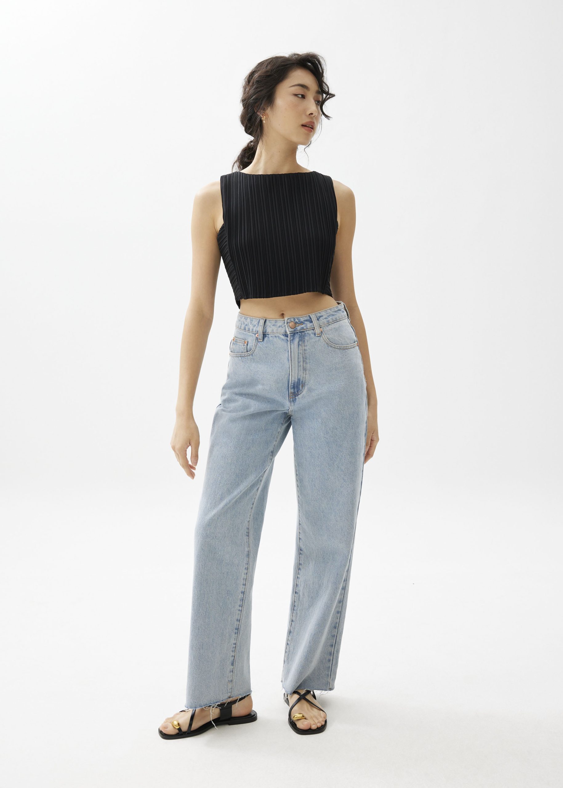 Dez Pleated Boat Neck Crop Top - Image 6