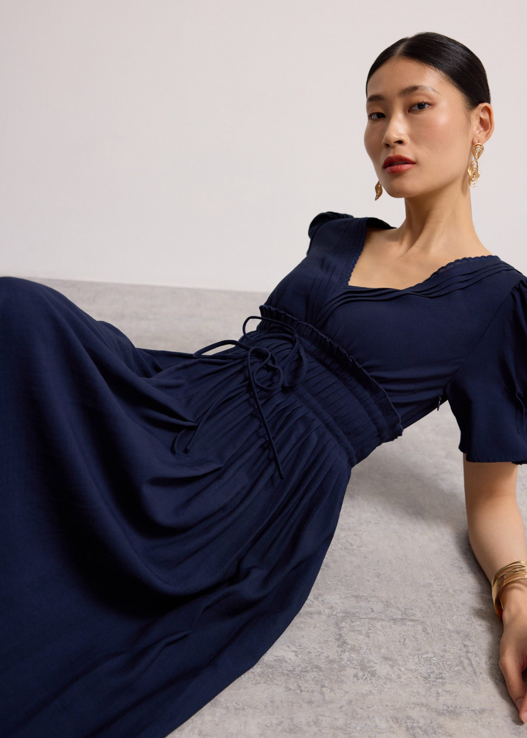 V-Neck Puff Sleeve Fit & Flare Midaxi Dress - Image 7