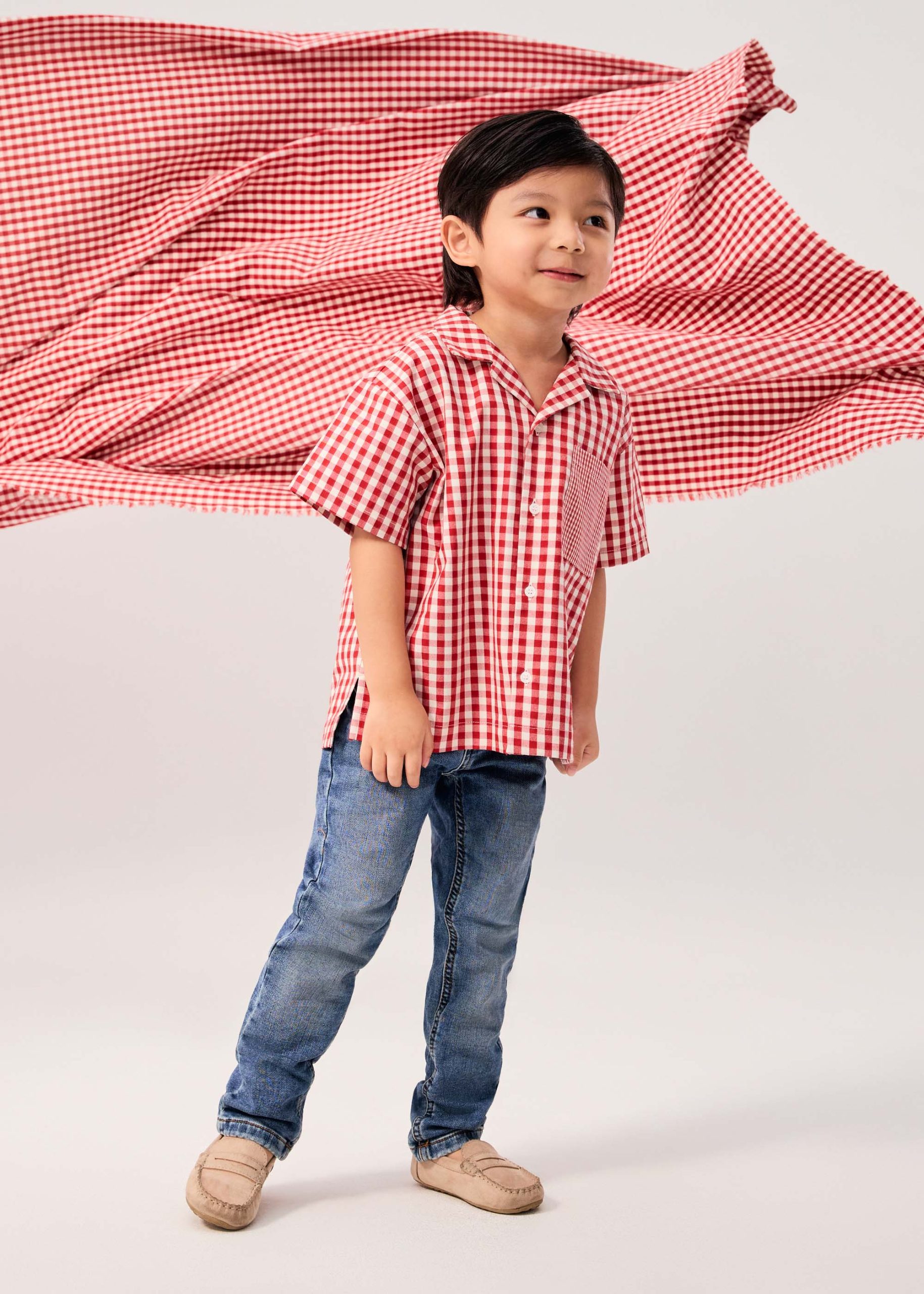 Kids' Gingham Cotton Button Down Shirt - Image 5