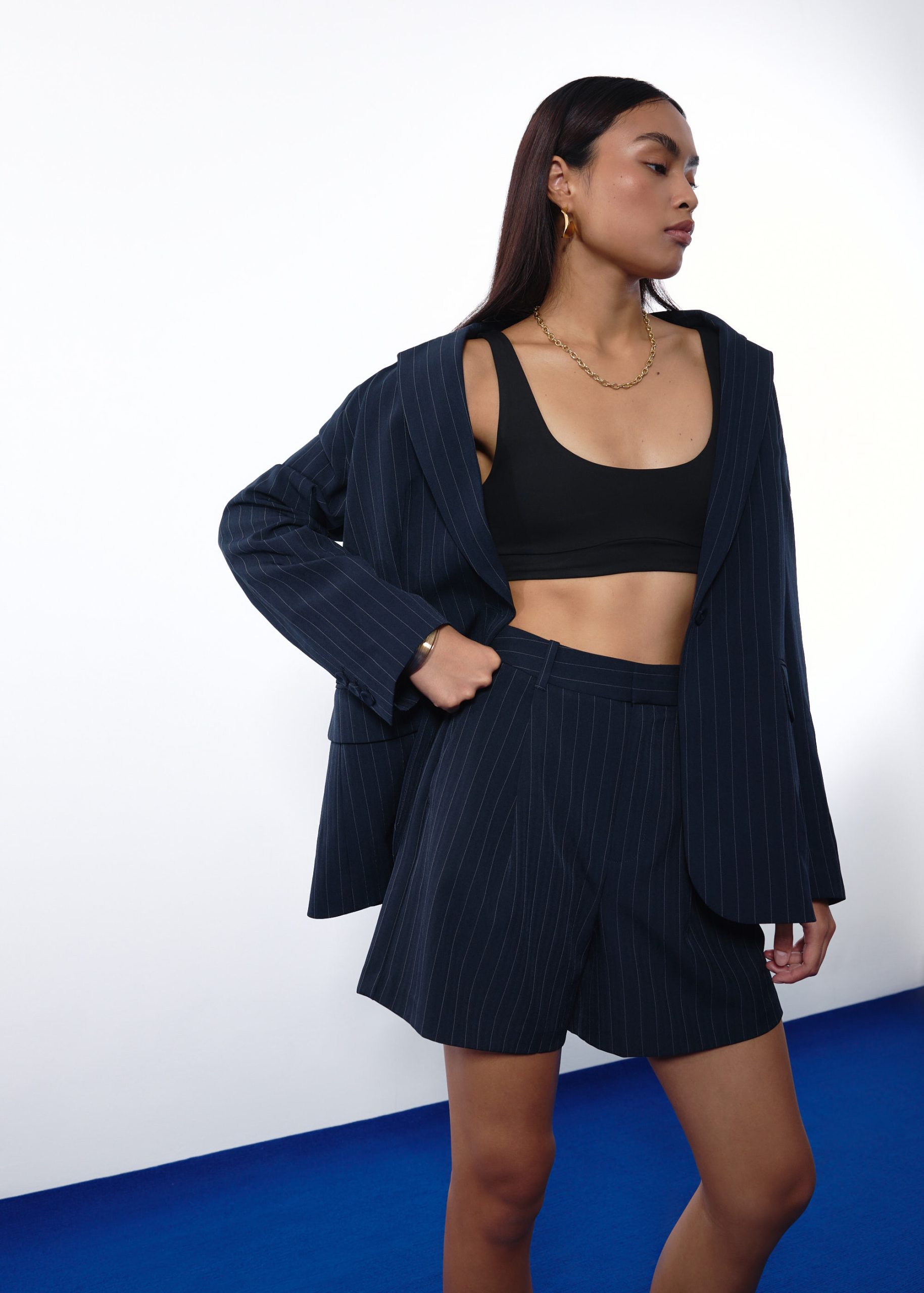 Lei Elastic Tailored Pinstripe Bermuda Shorts - Image 11