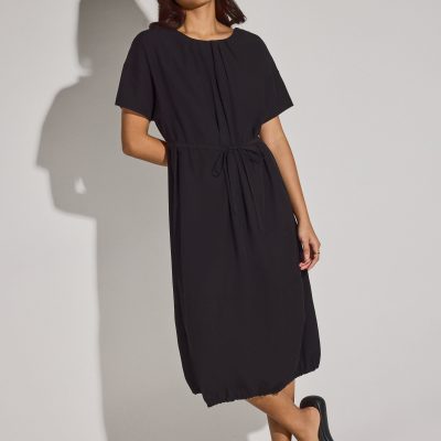Multi-way Cotton Drawstring Cocoon Midaxi Dress