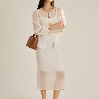 Viv Sheer Textured Column Skirt