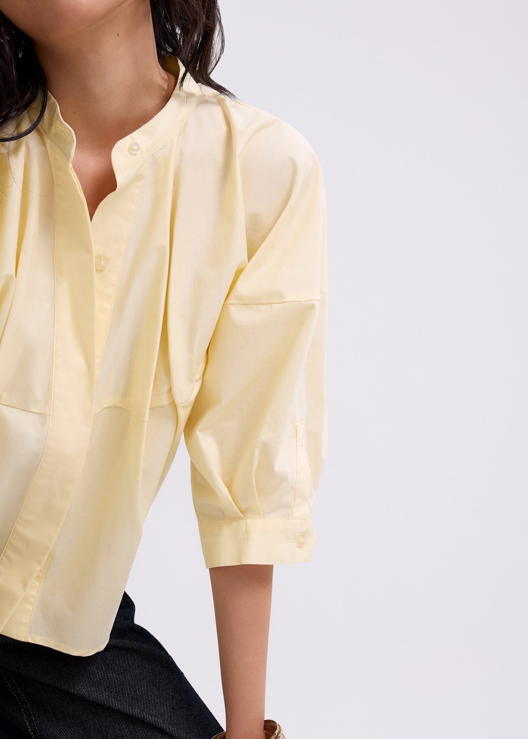 Meiying Relaxed Poplin Mandarin Collar Shirt - Image 14