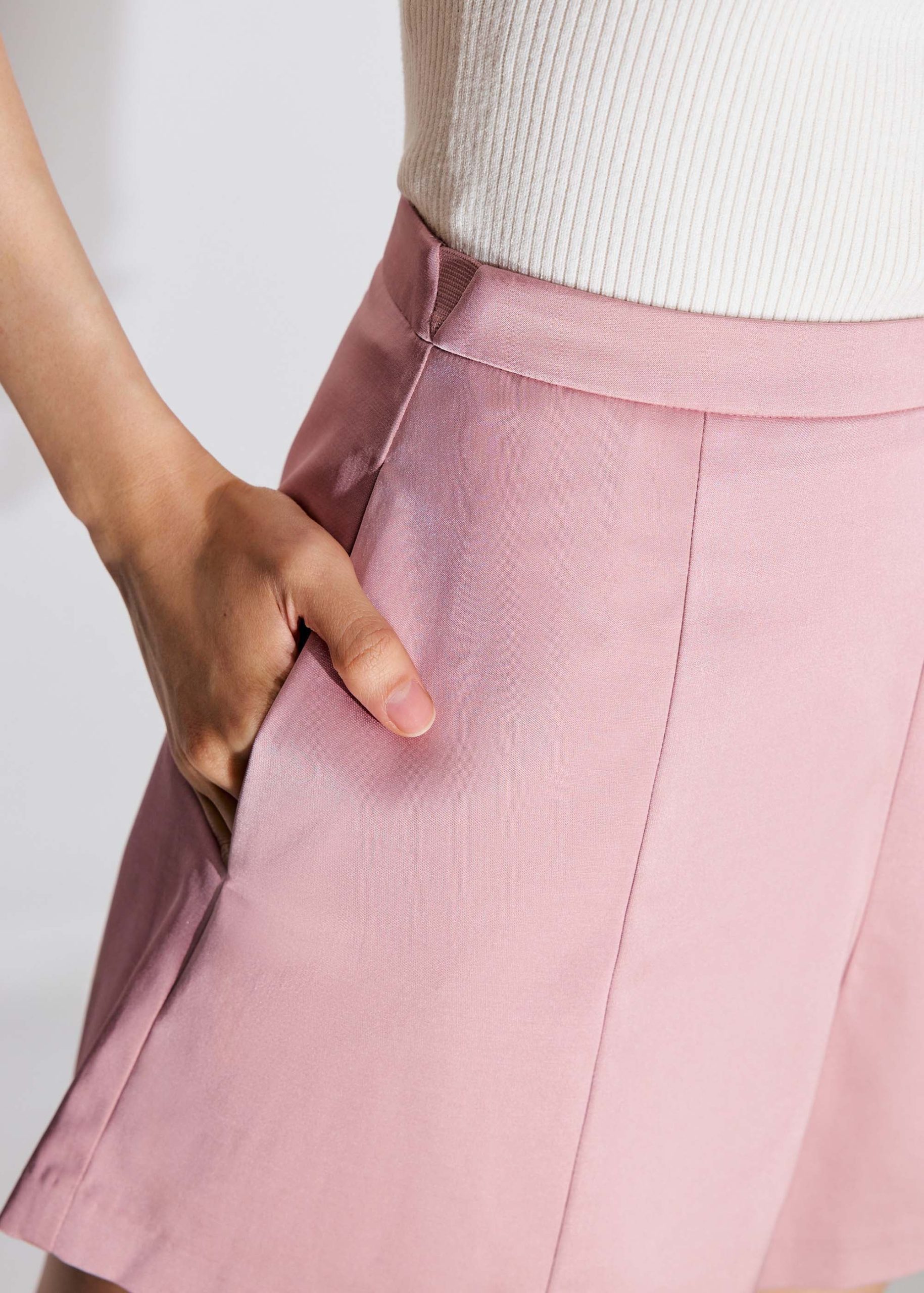 Taffeta High Waist A-Line Shorts - Image 9