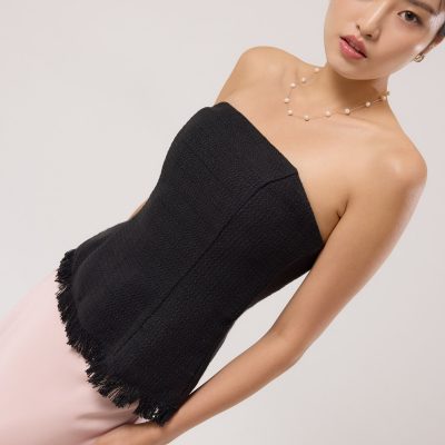 BraFree by LB Lia Tweed Tube Peplum Top