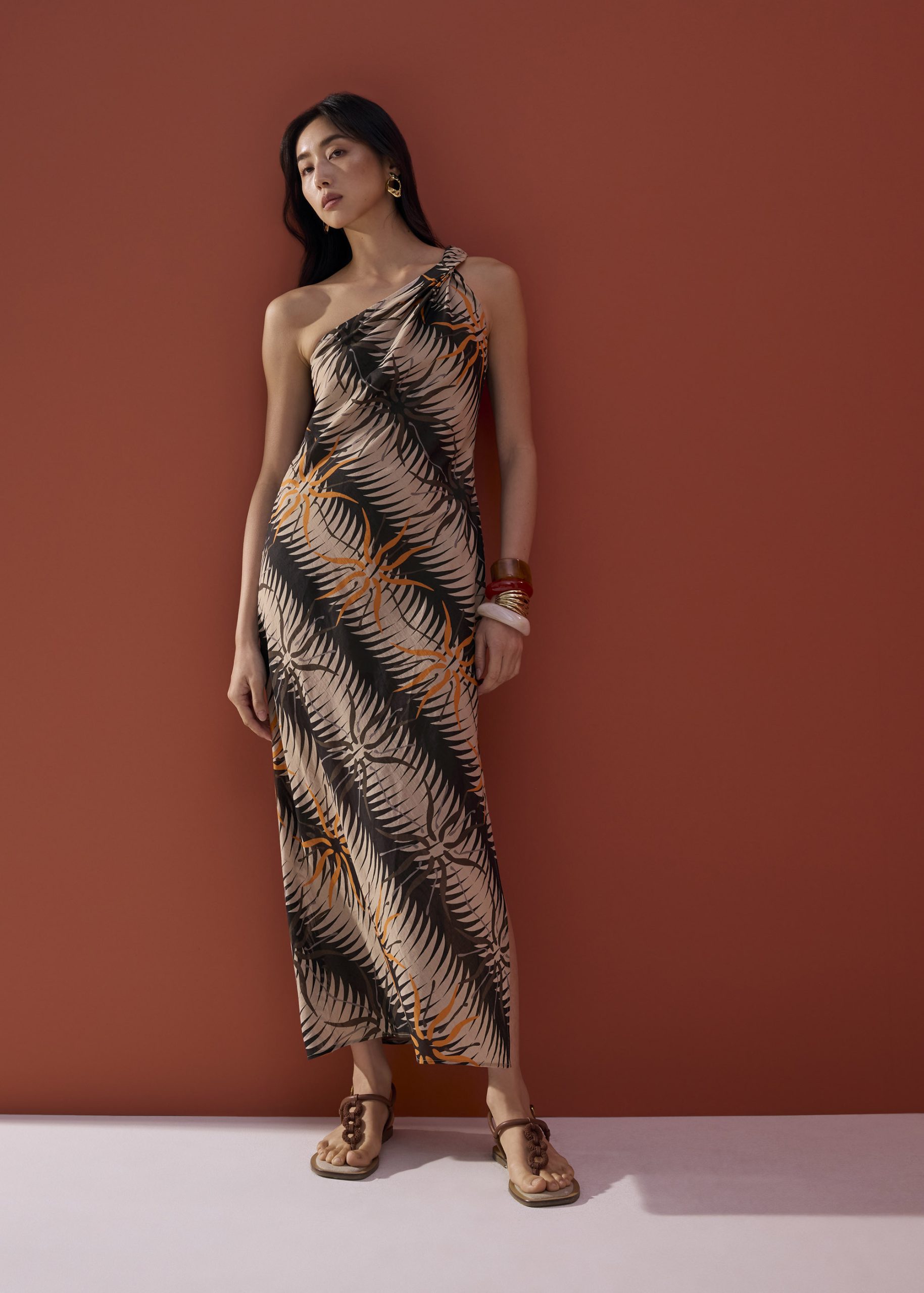 Cotton Toga Column Maxi Dress in Oasis Flow - Image 2