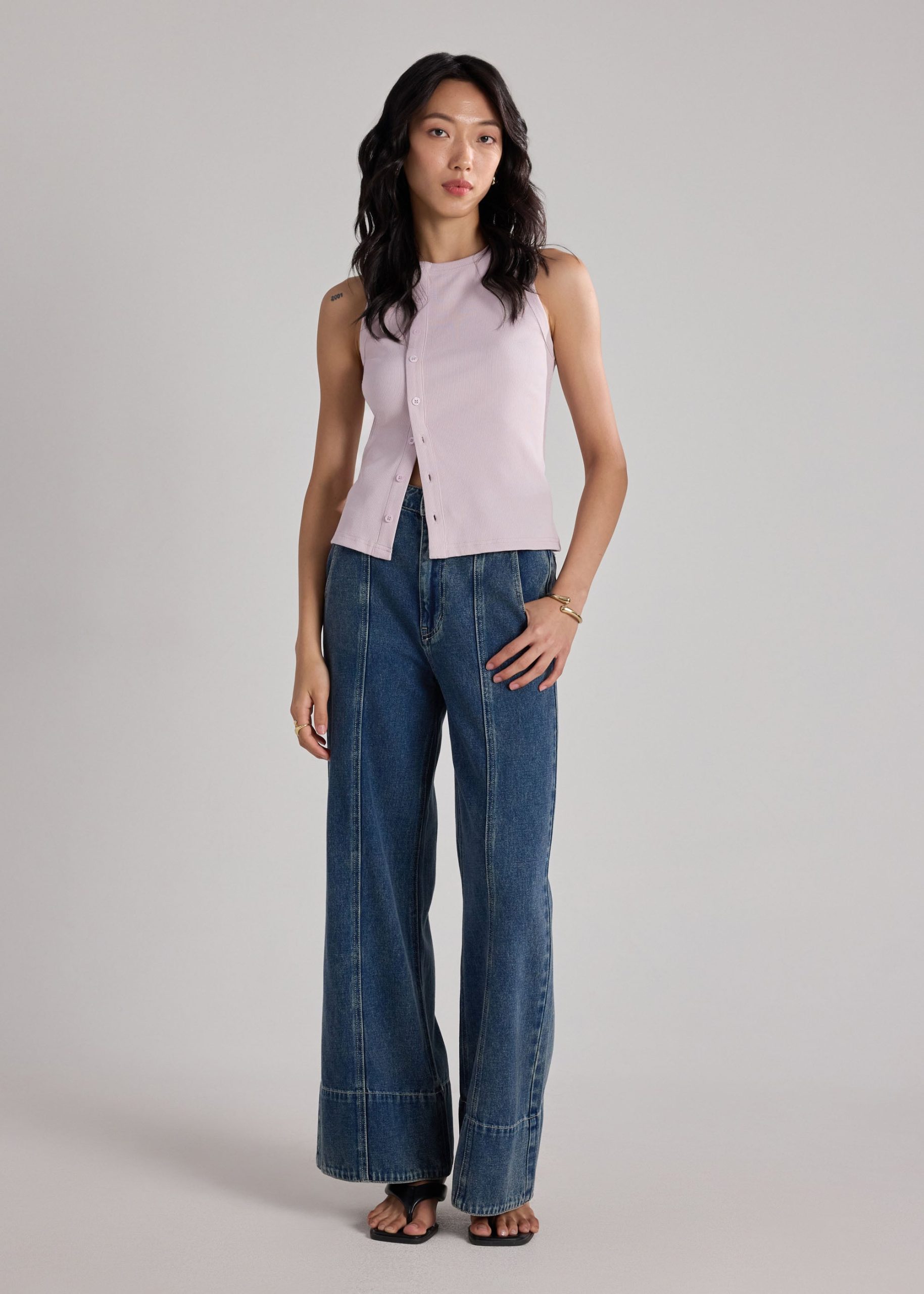 Jersey Button Down Fitted Top - Image 8