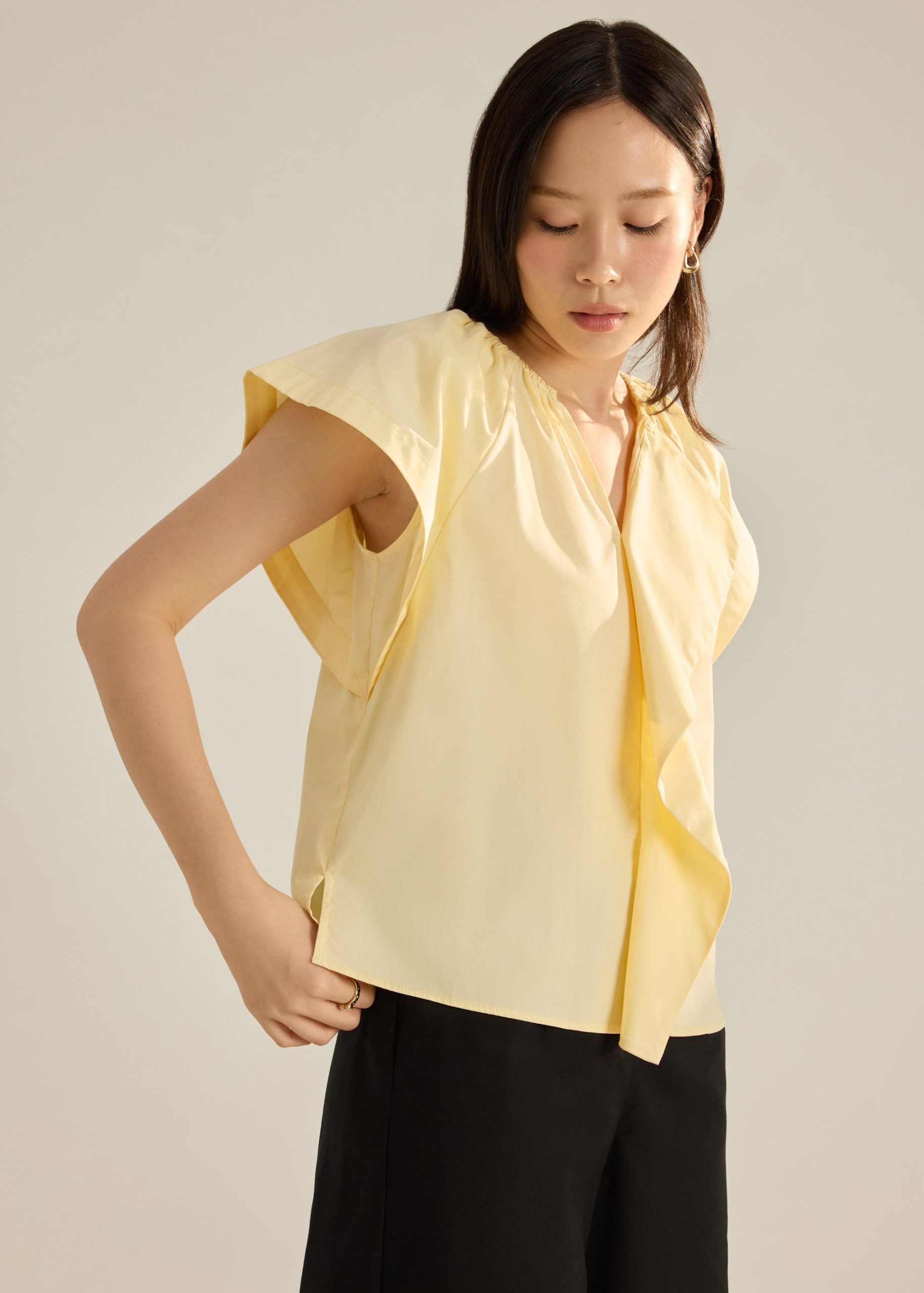 Keiko Cotton Draped Panel Top - Image 16