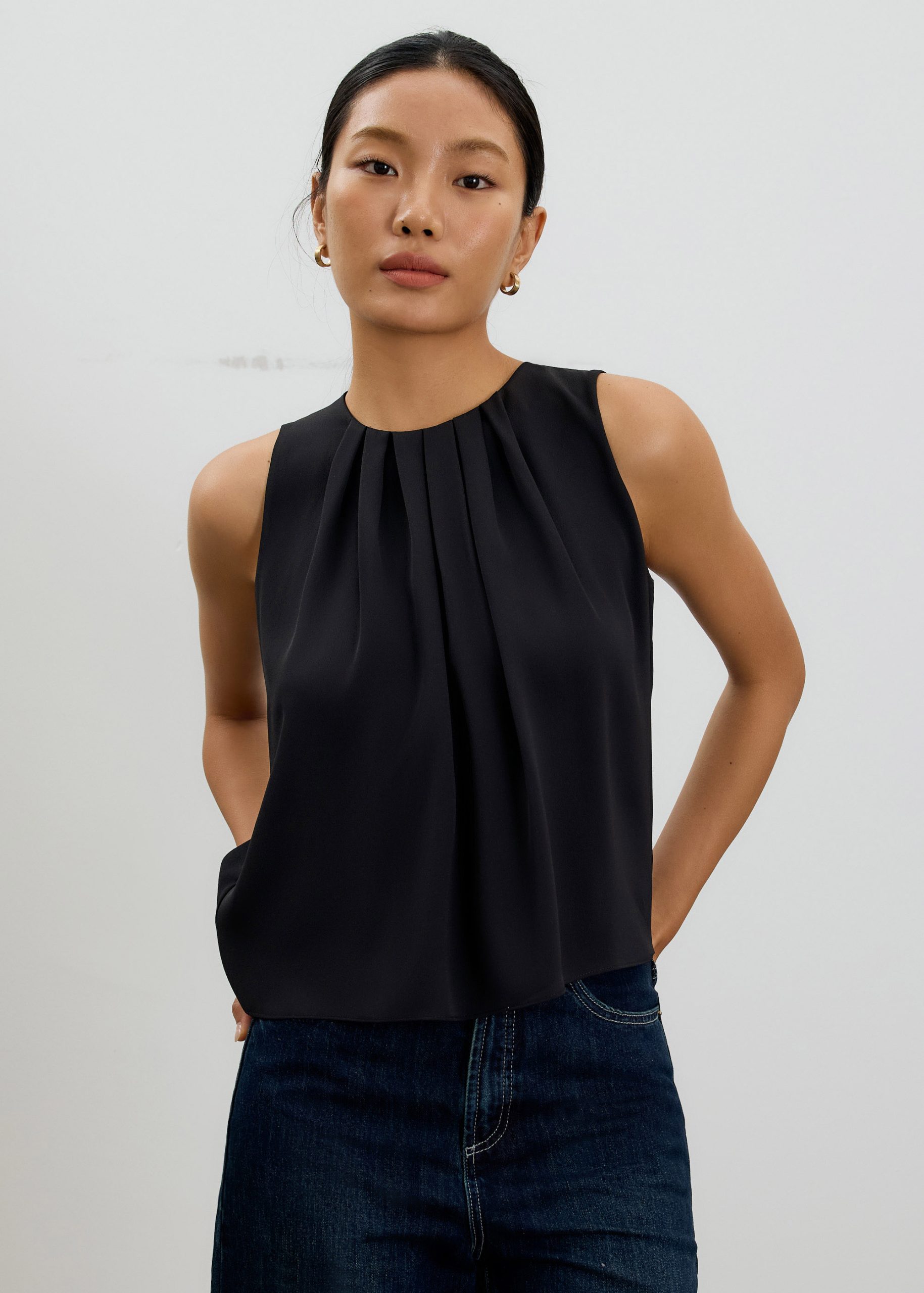 Amy Satin Pleated Top - Image 3