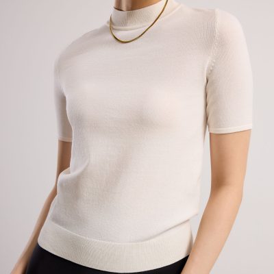 Noorie Lyocell Mock Neck Fitted Top