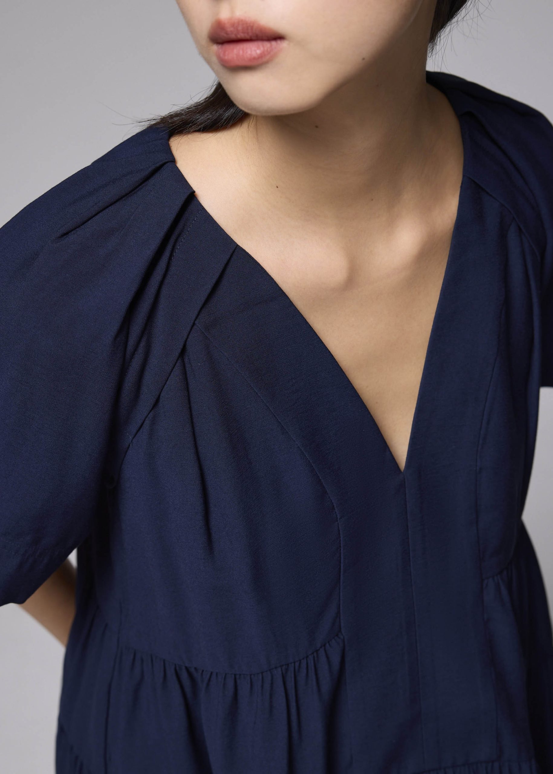 Rayon V-neck Trapeze Mini Dress - Image 5
