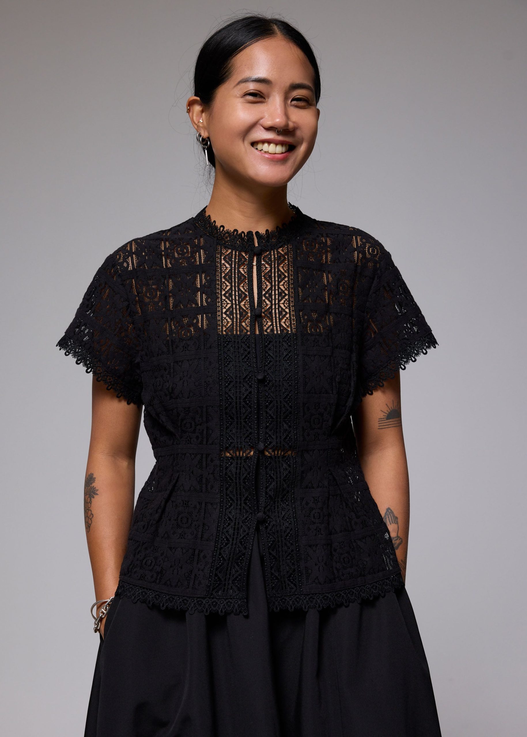 Lace Round Neck Fit & Flare Top - Image 8