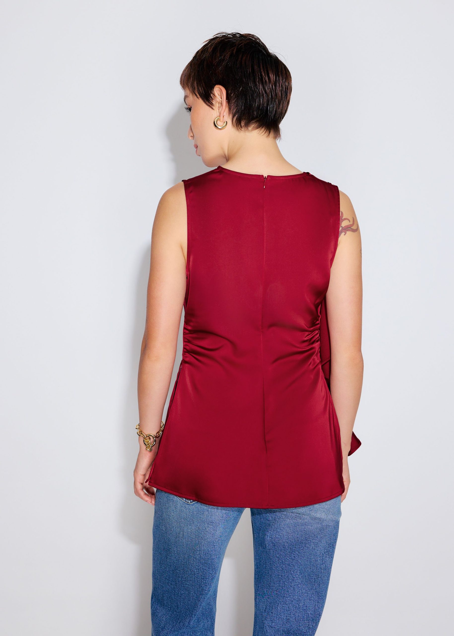 Tanya Ruffle Sash Satin Tunic Top - Image 15