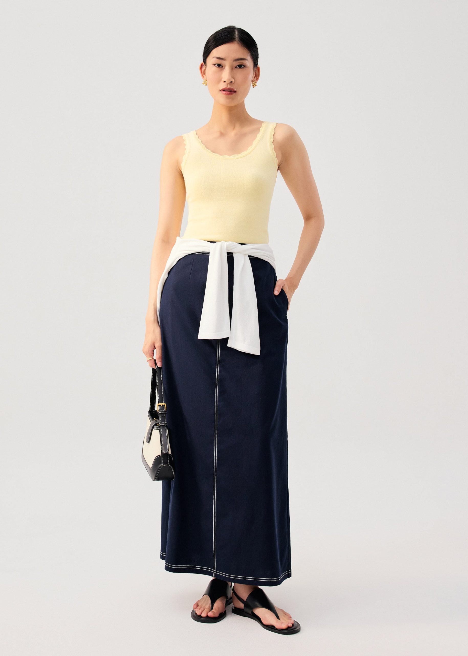 Rue Knit Scoop Neck Scallop Edge Tank Top - Image 30