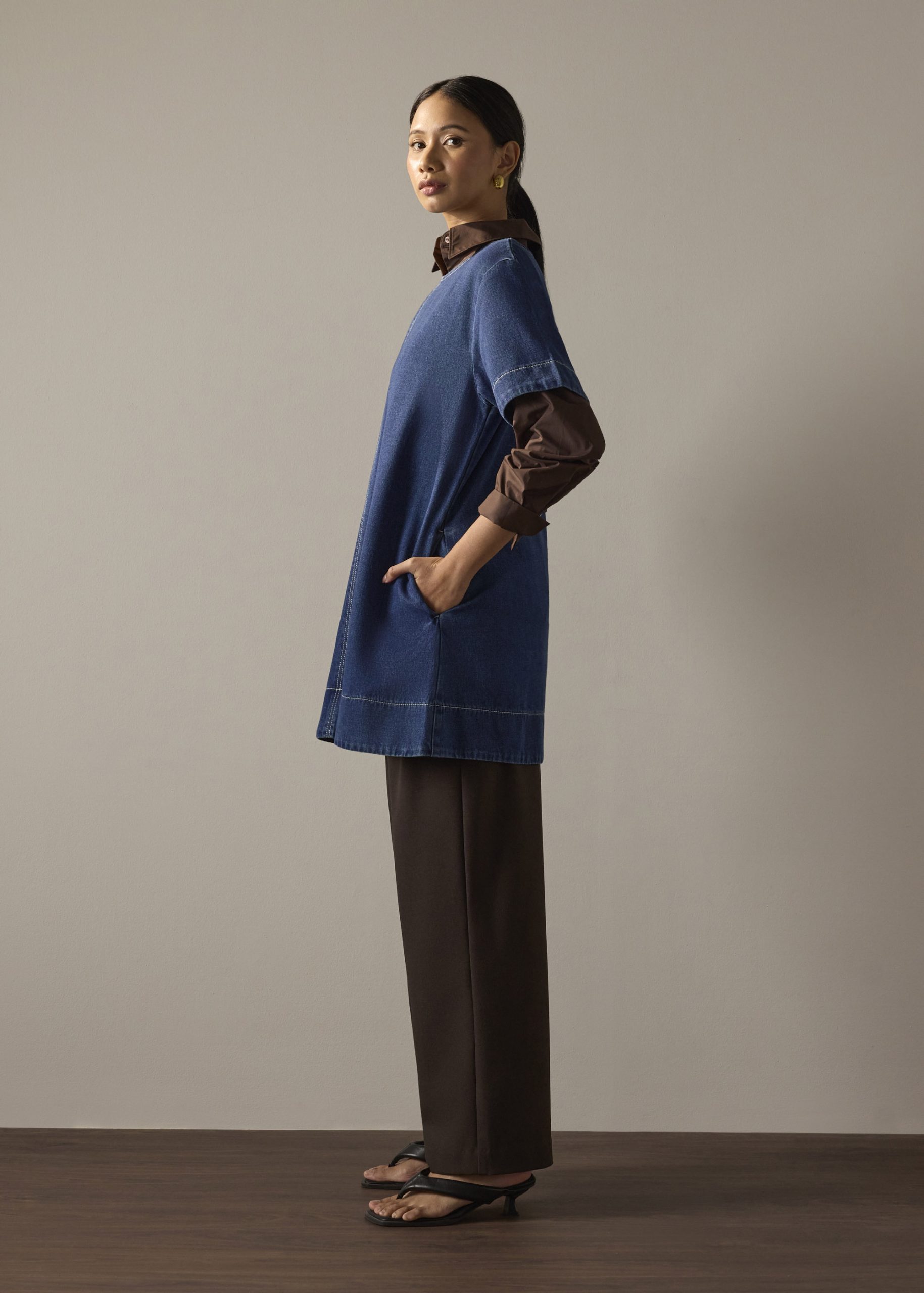 Denim Shift Mini Dress - Image 14
