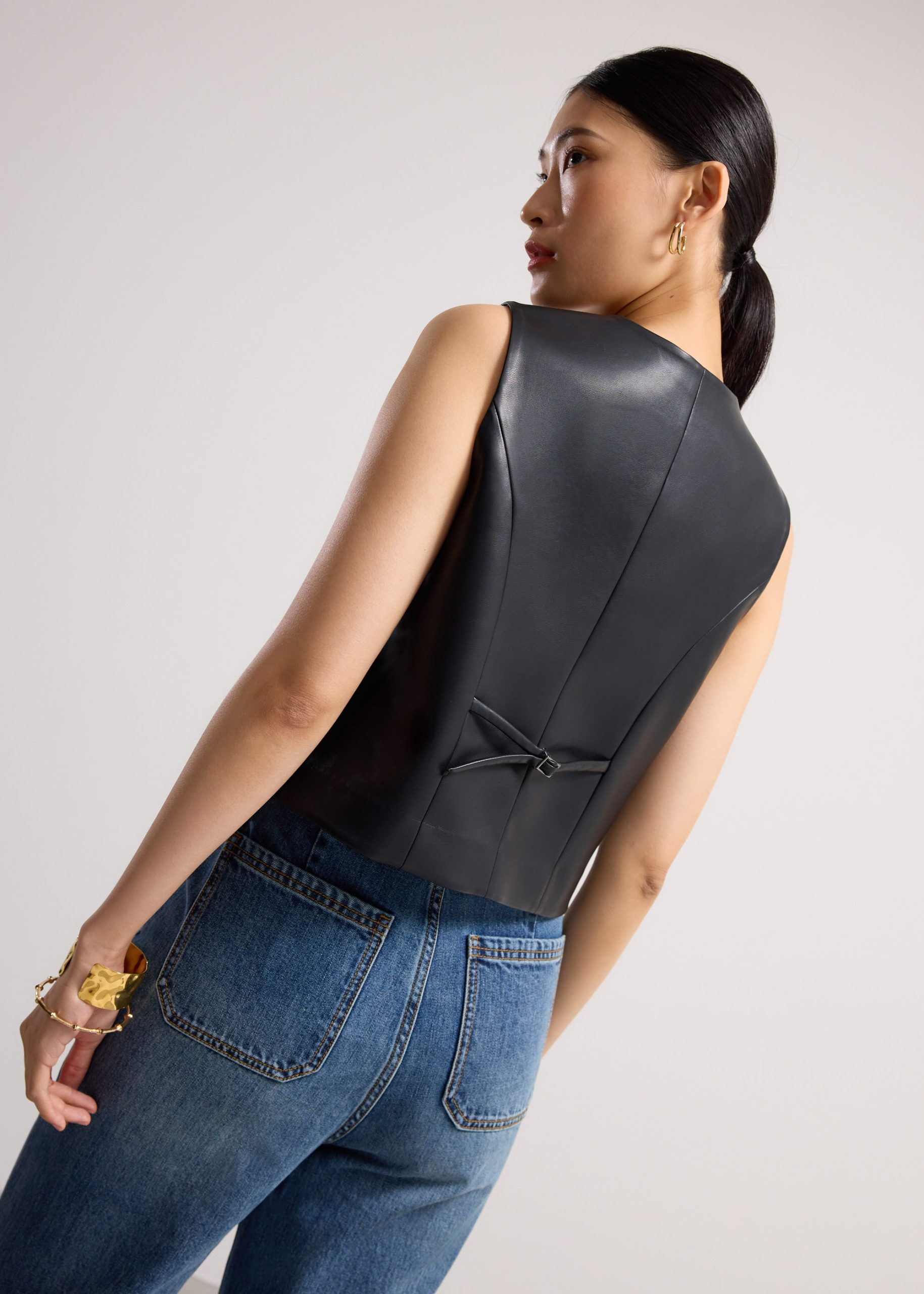 Kali Vegan Leather V-neck Vest - Image 4