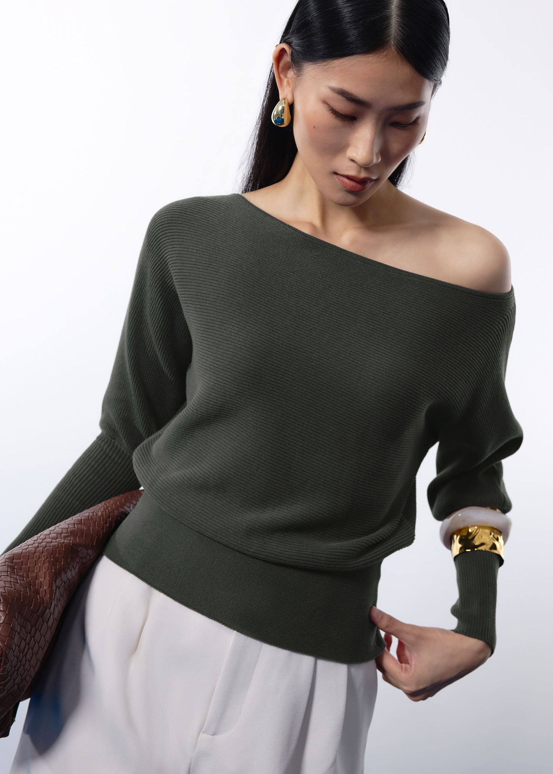 Knit Asymmetric Puff Sleeve Top - Image 12