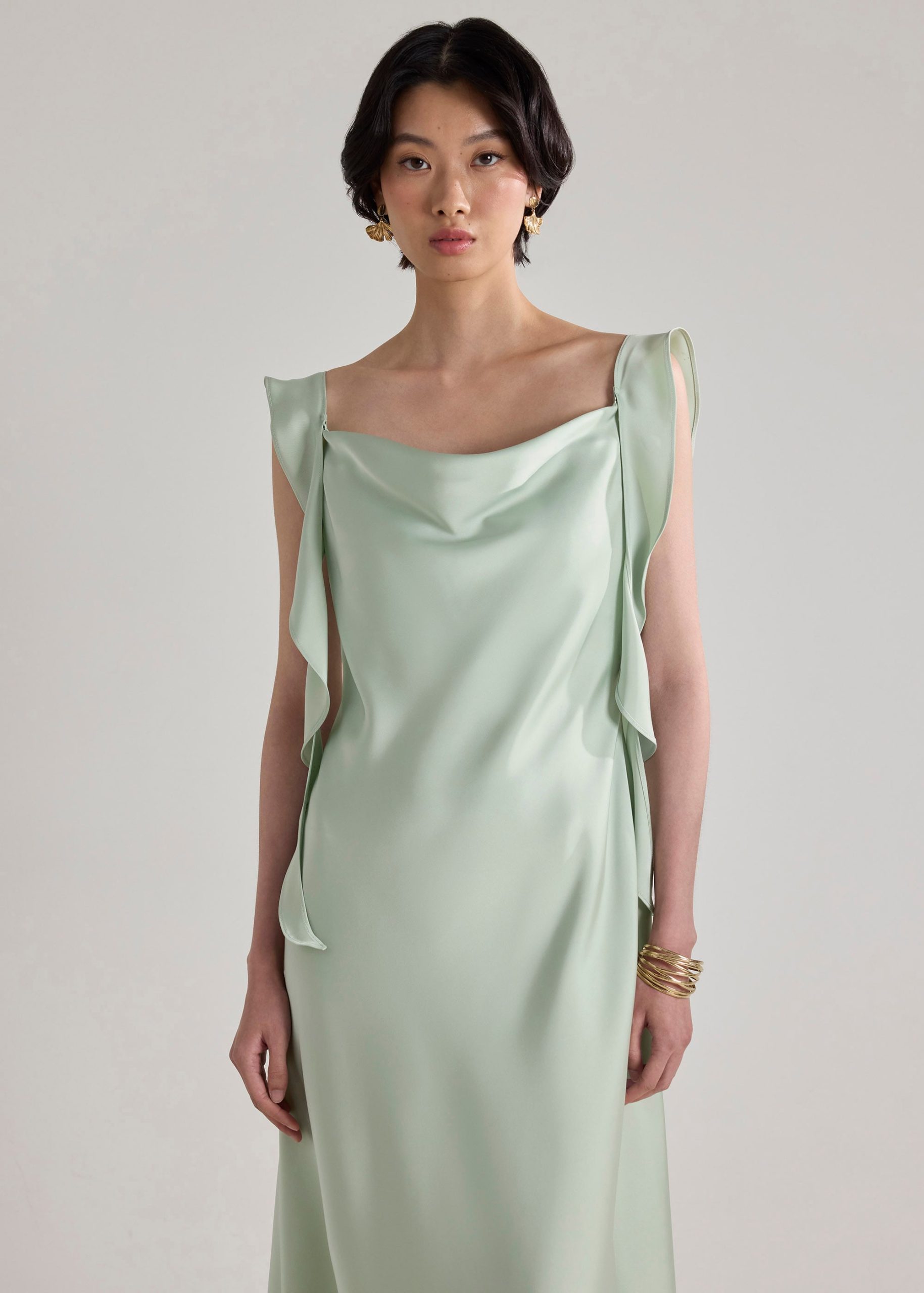 BraFree by LB Multi-way Satin Dress With Removable Ruffle Straps - Image 2