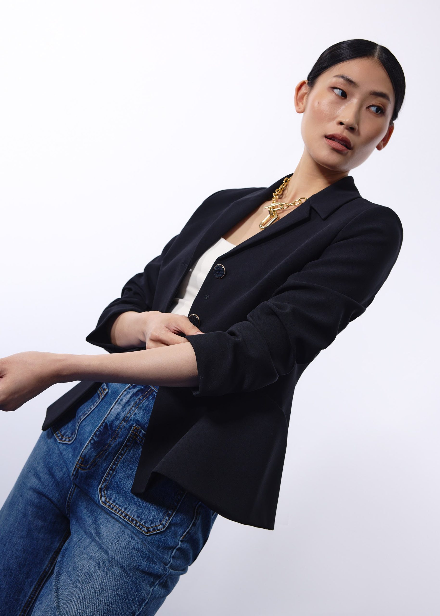 RuchedReady® Ling Collared Cinched Waist Top - Image 7