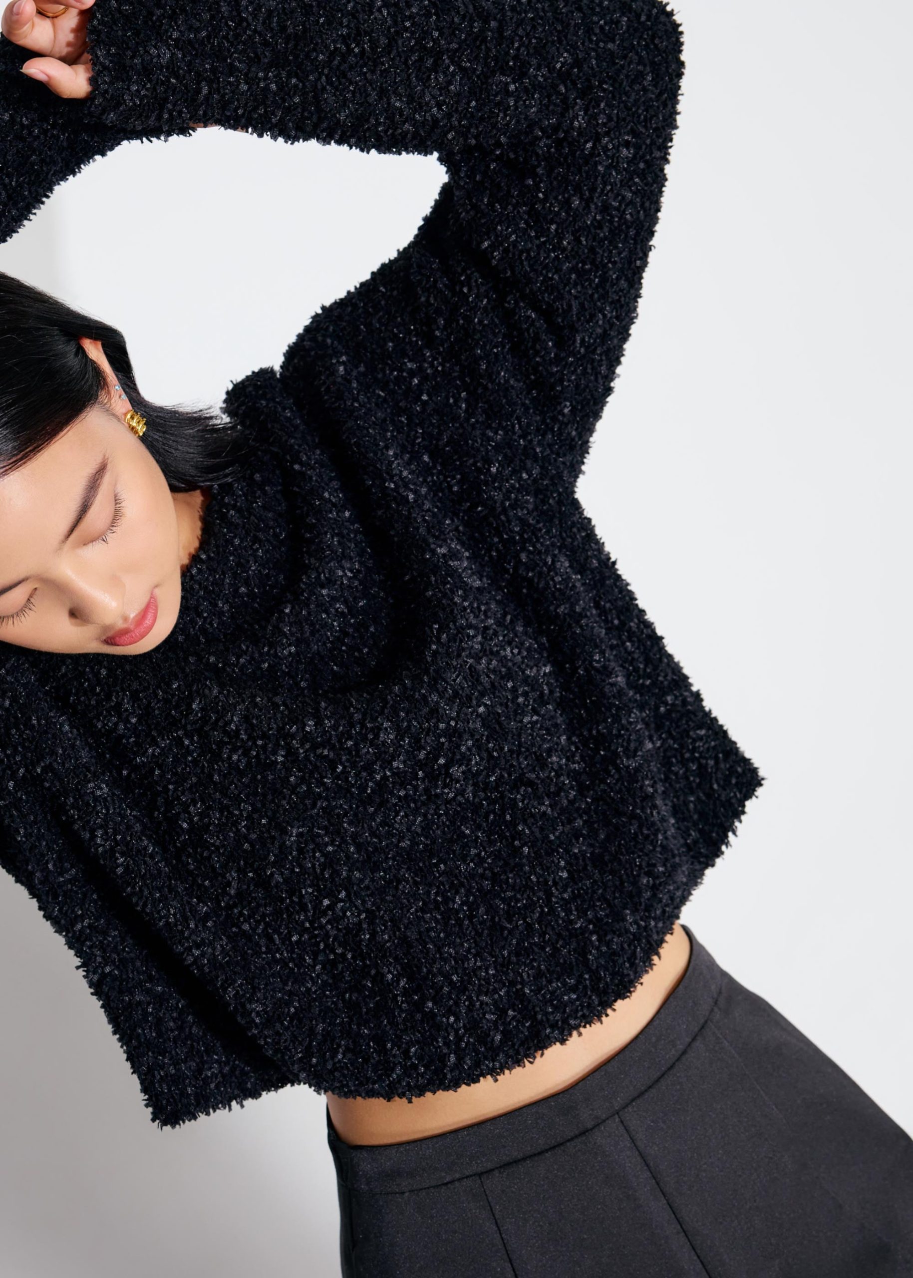 Relaxed Fuzzy Knit Crop Sweater