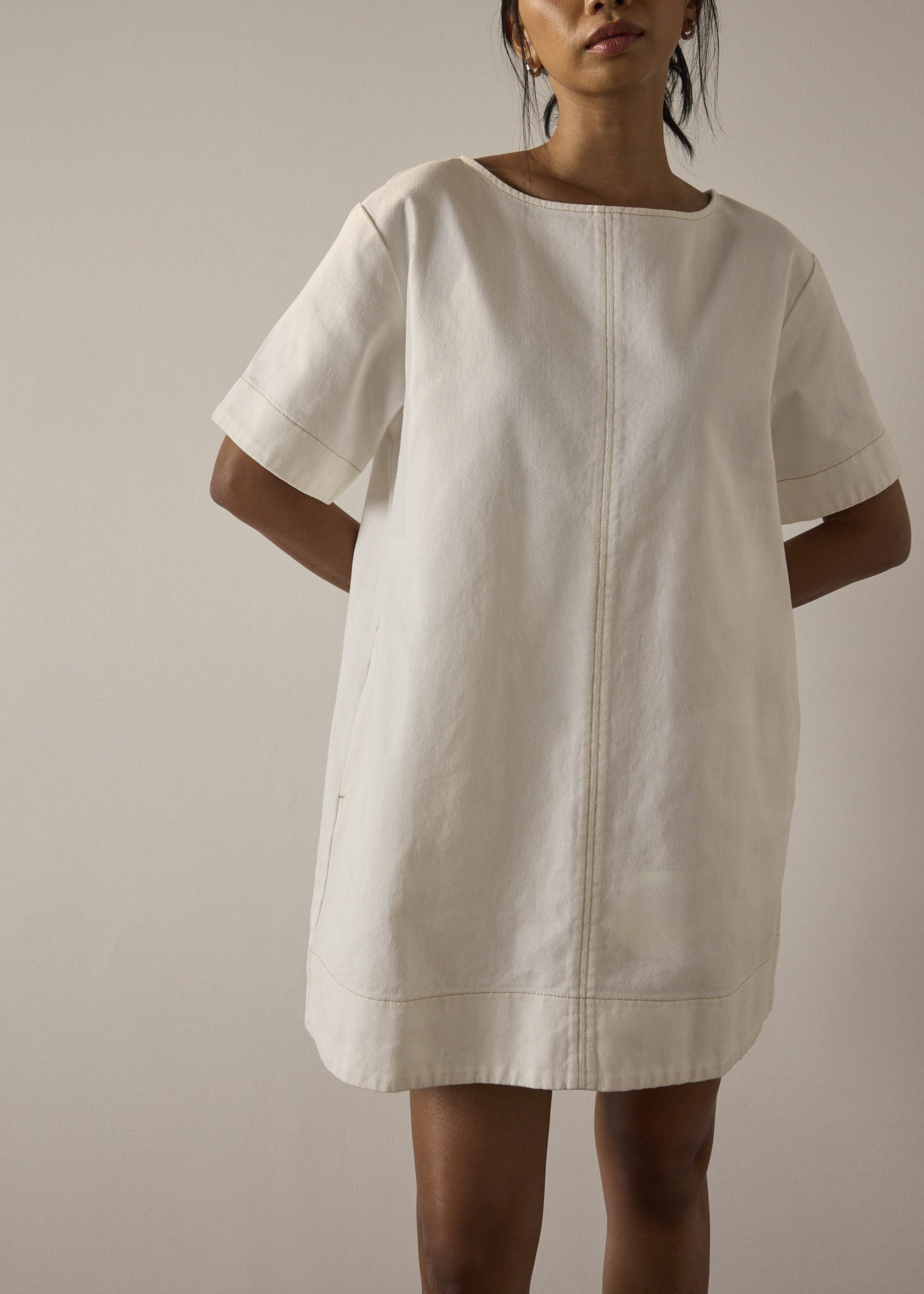 Denim Shift Mini Dress - Image 4