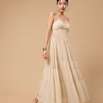 BraFree by LB Sheer Fit & Flare Floor Length Dress