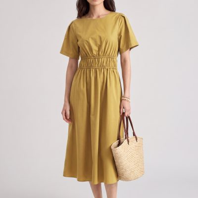 Poplin Flare Sleeve Dress